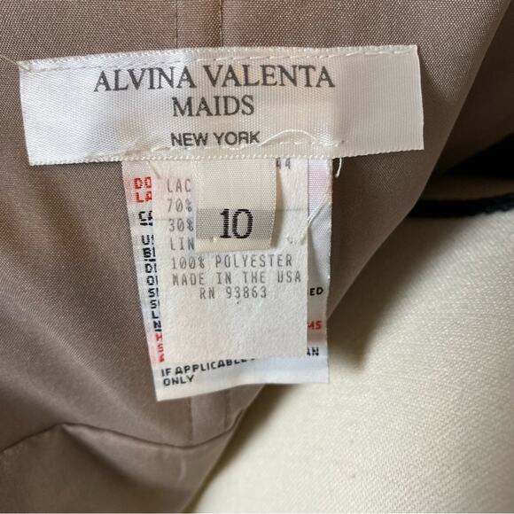 Alvina Valenta Maids Beige Silver Lace Overlay Strapless Dress Size 10 Womens - Picture 7 of 11